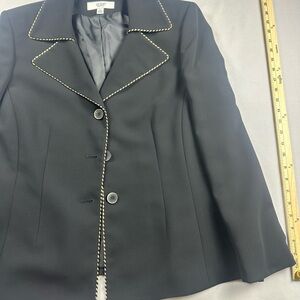 Le Suit Skirt Suit  Black piping  In Gold Size 18